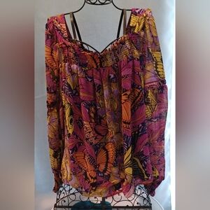 Anthropologie Alexandra Farmer Multicolor Puff Sleeve Blouse